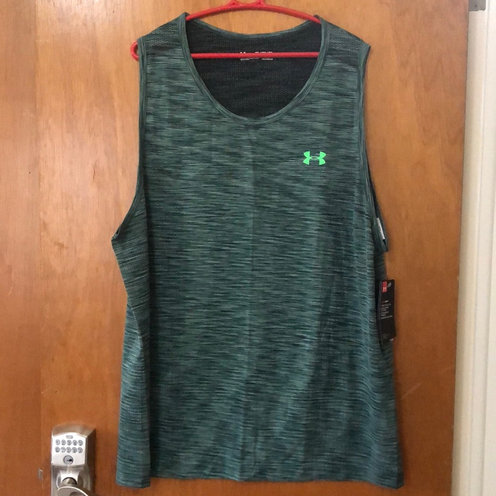 NWT Under Armour Mens Sleeveless Tank Top - Plus Size 3XL Heat Gear - Green